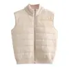 Comercio Exterior Transfronterizo Otoño 2025 Nueva Moda Versátil Rayas Cuello Alto Cremallera Sin Mangas Chaqueta de Algodón Chaleco de Punto Empalmado