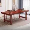 Mesa de computador moderna minimalista ultra-grossa de madeira maciça para uso no escritório e em casa, mesa retangular longa com cantos arredondados para escritório e estudo