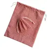 Bolsa de poliéster a cuadros rojos y blancos con cordón, Bolsa de almacenamiento para regalos de Navidad de poliéster, Bolsa para el polvo, Bolsa de tela para zapatos