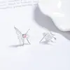 Pendientes de Corazón de Diamante Rosa y Mariposa para Mujer de Plata 925 Lujo Accesible Joyería de Zirconia de Gama Alta Diseño de Nicho Clavos de Hélice