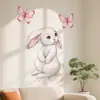 Conejo Rosa y Blanco de Pascua 3D Centro Comercial Decoración Sencilla Ambiente Embellecimiento Pegatina Decorativa de Pared Autoadhesiva Removible