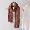 Estilo Celebridade da Internet Igual Todas as Ocasiões Plissado Degradê Primavera e Outono Algodão e Linho Lenço Lenço Feminino Artístico Outono e Inverno Xale Estilo Coreano Lenço