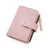 Billetera Corta Pequeña Fresca Estilo Coreano para Mujer con Hebilla Piel PU Color Sólido Linda Cartera Pequeña Porta Tarjetas Bolso de Mano