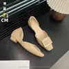 Zapatos de Mujer Rv con Hebilla Cuadrada y Tacón Oculto, Diseño Hueco, Punta Cuadrada Baja, Zapatos Planos Elegantes, Zapatos de Verano con Hebilla Metálica