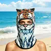 Capuz para Ciclismo ao Ar Livre com Orelhas de Gato, Máscara Facial com Padrão de Animal 3D, Proteção Solar, Capuz com Estampa Digital, Atacado