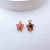 Pingente Duplo Flor Pequena de Cinco Pétalas Color-Preserving Banhado a Cobre DIY Pingente de Zircônia Acessórios para Pingente de Pulseira Colar Brincos DIY