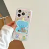 Funda Divertida de Animales de Dibujos Animados Elefante con Soporte para Teléfono Apple 17Promax, Adecuada para 16Pro Doble Capa 18Pro15