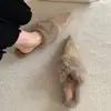 Primeiro Encontro Coleção Mules de Salto Grosso Bico Fechado Peças de Exterior 2026 Outono/Inverno Novo Estilo Francês Slip-On Pantufas Peludas