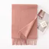 Bufanda de Lana de Color Sólido con Ambiente Invernal, Lujo Ligero, Chal de Borlas de Gama Alta, Bufanda Cálida de Moda para Viajar al Trabajo al por Mayor