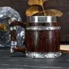 Taza de Cerveza Metálica con Remaches, Diseño de Barril de Madera Retro Creativo, Recipiente Interior de Acero Inoxidable, Estilo Vintage de Madera Falsa, Gran Capacidad