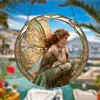 Letrero Colgante de Disco Plano Acrílico Creativo Transfronterizo con Imagen de Princesa Fantasía Cuento de Hadas Belleza, Decoración de Ventana Atrapasoles, Letrero de Porche