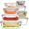 Pacote com 8 Recipientes Coloridos de Vidro para Armazenamento de Alimentos com Tampas de Vedação, Marmitas de Vidro, Caixas Bento, Potes para Conservar Fresco