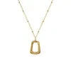 Pendientes de oro de 18 quilates con cadena de clavícula y collar cuadrado geométrico de estilo francés Marka