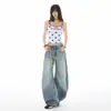 Calça Jeans Preta Wide Leg para Mulheres, Novo Estilo Primavera 2026, Cintura Alta, Corte Reto, Modelagem Solta, Petite, Emagrecimento, Calça Comprida