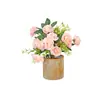 Flor Falsa Rosa Gradiente Romántica Adornos para Escritorio de Sala de Estar Mesa de Comedor Entrada Flores Decorativas Flores Artificiales Ramos de Gama Alta
