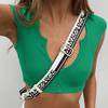 Comercio exterior transfronterizo europeo y americano Personalidad europea y americana Moda callejera Moda sexy Chica caliente Ropa de calle Camiseta de color sólido con cuello ondulado