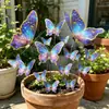 Cielo estrellado transfronterizo, estacas de mariposa de color fantasía estrella-luna, un juego de 12 decoraciones para jardín exterior, estacas para patio
