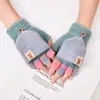 Guantes de dedo medio para niños otoño e invierno niños medio dedo cálidos lindos estudiantes de primaria escritura guantes de punto de doble propósito al por mayor