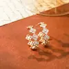 Aretes de Trébol de Cuatro Hojas de Colores Europeos y Americanos con Circonita, Elegante Pendiente de Estilo Ins de Celebridad de Internet Personalidad Venta al por Mayor
