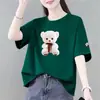 Comercio Electrónico Transfronterizo Comercio Exterior Ropa para Madres Verano de Edad Media Nuevo Estilo Camiseta de Manga Corta Holgada Adelgazante Talla Grande Versátil para Mujer