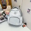 Mochila feminina listrada com estrelas para alunos do ensino fundamental II e médio, mochila escolar, bolsa para o dia a dia, bolsa para viagens de lazer ao ar livre