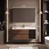 Set de Gabinetes de Baño Gesili Estilo Vintage con Lavabo Integrado de Cerámica y Madera de Nogal para Baño