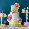 Decoración de Pastel de Cumpleaños Bola de Espuma Color Caramelo Nude Bola de Perla Color Arcoíris Topper para Cupcakes Fiesta de Bodas