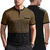Verano Transfronterizo Ebay Camisa Polo de Manga Corta para Hombre con Estampado de Rayas Camiseta de Manga Corta Casual de Negocios Polo para Exteriores