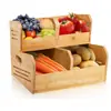 Cesta de Almacenamiento de Madera de Doble Capa Estilo Nuevo Creativo de Shandong, Diseño Simple, Adecuada para Almacenar Frutas, Verduras, Pan, Papelería y Artículos Varios
