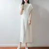 Vestido de Punto 100% Lana de Longitud Media Ajustado para Mujer, Cuello Semi Alto, Hombros Caídos, Sin Mangas, de Poner, Vestido Holgado de Corte A