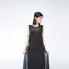 Nuevo chaleco de punto calado con cuello redondo y dobladillo de flecos para mujer, top sin mangas de verano