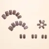 Unhas Wearable Cat Eye Cinza-Marrom Retrô Quadradas Curtas Cor Sólida Manicure Baixa Saturação Alta Classe Suave Removível Unhas Postiças Produto Acabado