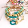 Kkbead Aliexpress Pulseira Colorida de Contas de Argila Macia Corrente com Fecho de Ferradura com Pérolas Estilo Ins Desgaste em Camadas Feito à Mão