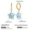 Design Silencioso e Elegante Estilo Oceano Ouro 18K Aço Inoxidável Cerâmica Azul Estrela-do-Mar Brincos Pingente Joias de Orelha em Aço Inoxidável