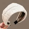 Faixa de cabeça de alta qualidade estilo coreano com aba larga, faixa de cabelo de tricô para outono e inverno, presilha para franja da testa, acessório de cabelo estilo vintage