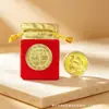 Moneda de la Suerte del Año de la Oveja 2027, Moneda Conmemorativa Réplica de Lámina de Oro, Moneda Delgada, Moneda que Atrae la Riqueza, Regalo de Bolsa de Tela Roja de la Suerte