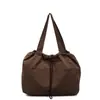 Bolsa de Lona Grande com Cordão para Mulheres, Bolsa de Tecido Leve Versátil Casual de Verão para Estudantes, Bolsa Tote de Ombro para o Dia a Dia