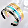 Pulseira Ajustável em Forma de C de Aço Inoxidável Europeia e Americana Mais Vendida com Padrões e Texto DIY Personalizáveis