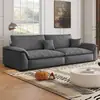Sofá de Tela Resistente a Arañazos Color Crema, Sofá de Piel Genuina, Sala de Estar Apartamento Pequeño Moderno Minimalista Doble Fila Recta Sofá Velero