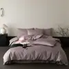 Conjunto Moderno Simples de Cor Sólida Algodão de Fibra Longa Cetim Quatro Peças Lençol de Algodão Puro Capa de Edredom Lençol com Elástico Roupa de Cama para Todas as Estações Primavera e Verão