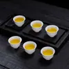Xícaras de Chá de Porcelana Branca Feitas de Jade Gordura de Ovelha, Xícaras Individuais Pequenas de Cerâmica para Degustação de Chá, Conjunto de 6, Estilo Dehua para Receber Convidados, Novo Estilo Chinês