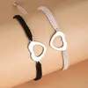 Pulsera de Pareja Nuevo Amor Transfronteriza Creativa Europea y Americana de Acero Inoxidable con Forma de Corazón Hueco Pulsera Tejida Femenina Venta Directa de Fábrica