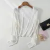 Cárdigan de punto Tencel Lyocell de verano con protección solar para mujer, Chal fino de manga larga para combinar con vestido tipo camisola, Camisa para aire acondicionado