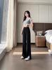 [2510] Pantalones de pierna ancha y estrecha para mujer, nuevos pantalones de verano de cintura alta con abertura, sueltos, casuales, rectos, tipo banana