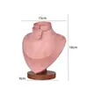 Soporte de Exhibición para Collares de Madera Maciza Color Nogal, Maniquí de Cuello, Soporte para Colgantes y Joyería, Soporte para Joyería de Cuello de Retrato, Superficie de Terciopelo de Cuero, Blanco y Negro