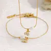 Collar Colgante de Fruta Nuevo de Otoño Estilo Europeo y Americano para Mujer Cadena de Clavícula con Colgante de Cereza de Diamante de Oro de 18 Quilates Set