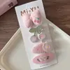 8 piezas Nuevo lazo de tela rosa dulce de rosa pinza para el pelo de niños par de pinzas de corazón rosa para niña accesorios para el pelo