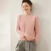 Suéter de Cachemira Grueso de Tres Hilos para Mujer, Cuello Alto Medio, Suéter Básico de Punto de Cachemira Simple y Versátil, Aspecto Holgado y Adelgazante, Por Dentro y Por Fuera