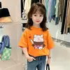Ropa Infantil Nuevo Estilo Camiseta de Manga Corta para Niños Verano 2026 Camisa Fina de Algodón de Media Manga para Niñas Cuello Redondo Top Casual