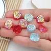 Pingentes Flor de Rosa Esmaltada, Banhos Coloridos, Flores de Vidro Transparente, Contas Soltas para Brincos Artesanais DIY, Pulseiras, Acessórios de Cabelo